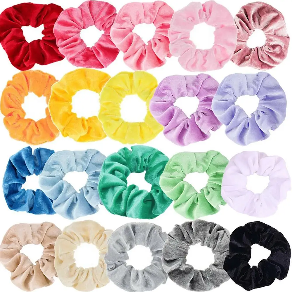 20pcs Light color ZMASEY 10 шт./лот 45 цветов(можно выбрать) бархатные резинки для женщин девочек эластичные волосы резиновые ленты аксессуары для галстука резинка для волос - Цвет: 20pcs Light color