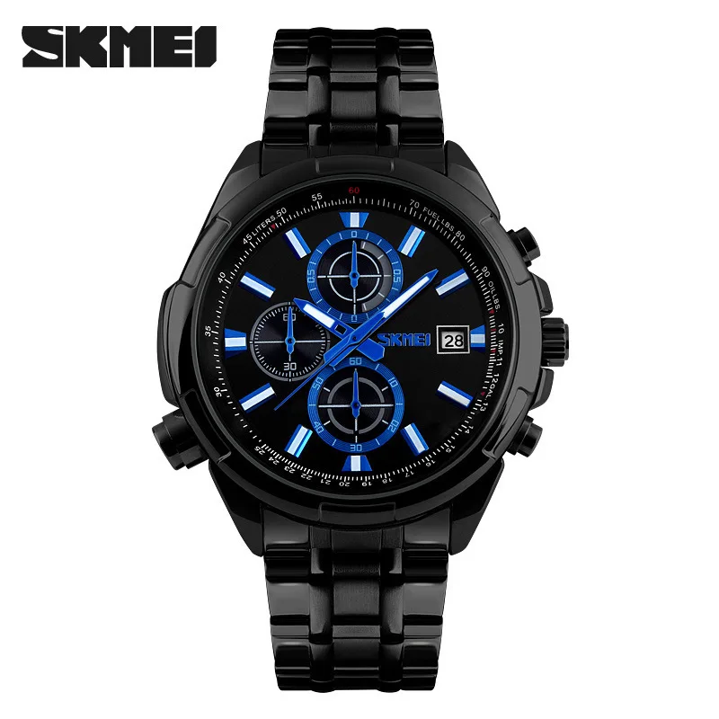 

SKMEI9107 casual men's business watch with calendar steel band watch multi-disc quartz watch