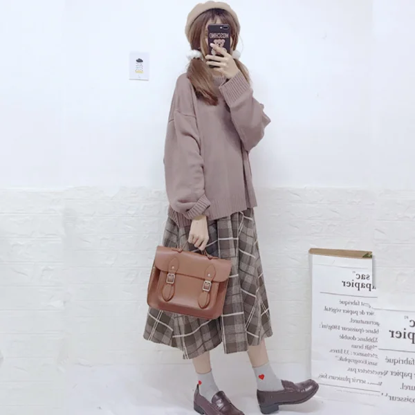 Японский консервативный стиль зимний женский комплект из 2 предметов Большой