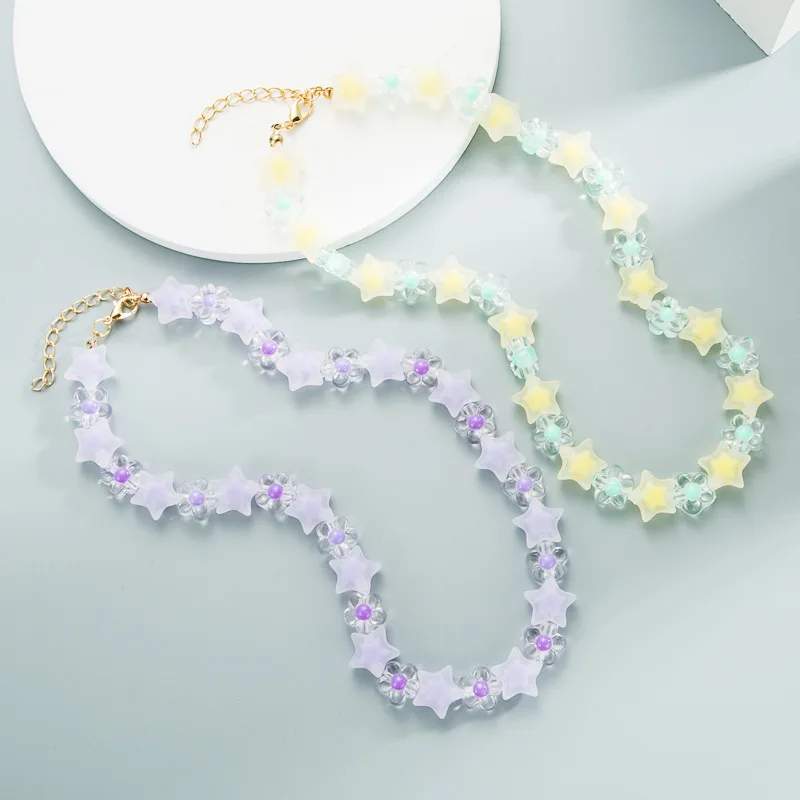 

New Arrivals Korean Cute Flower Star Handmade Choker Necklace for Women Girl Party Daily Short Clavicle Necklace Bohemia Jewelry