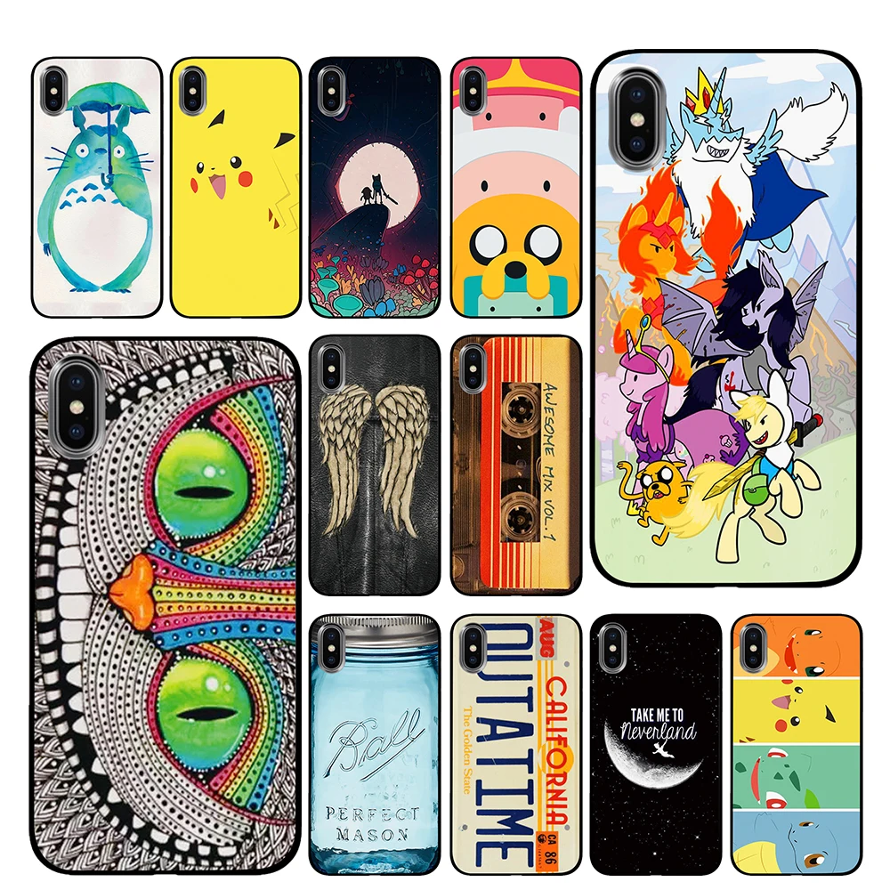 AWESOME MIX черный чехол ТПУ для iPhone 5 5S 6 6s 7 8 Plus X XS XR 11 Pro Max|Чехлы-накладки| |