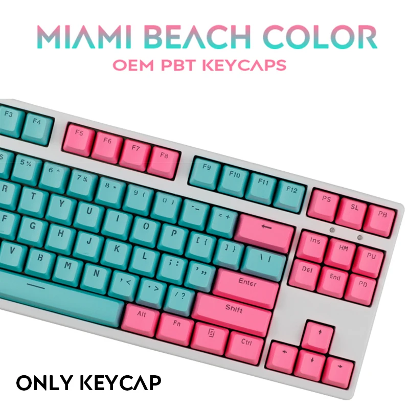 

104/87 Key PBT Miami Double Color Backlight Mechanical Keyboard Keycap Universal Column For Ikbc Cherry MX Mechanical Keyboard