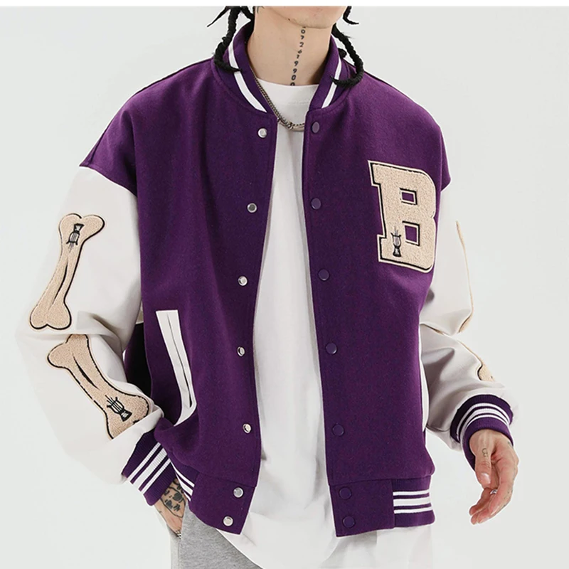 

2021 autumn and winter European and American fashion trend brand hip-hop jacket men's street loose baseball uniform casual jacke