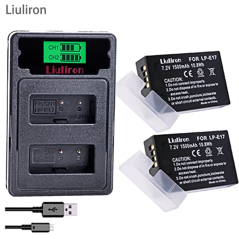 4x1500 мА/ч, LP-E17 LPE17 LP E17 Камера Батарея+ ЖК-дисплей Dual USB Зарядное устройство для цифровой однообъективной зеркальной камеры Canon EOS M3 M5 M6 750D 760D T6i T6s 800D 8000D поцелуй X8i - Цвет: charger and 2battery