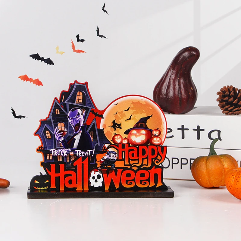 Деревянное настольное украшение на Хэллоуин персонализированный реквизит для