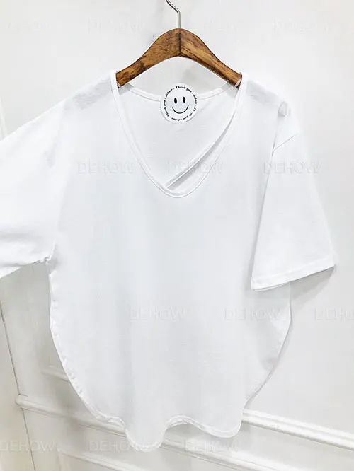 

Korean Ins Solid Color U-Collar Design Niche Short-Sleeved T-shirt Women's Summer Loose Slimming Short-Sleeved Bottoming Shirt