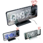 СВЕТОДИОДНЫЙ цифровой зеркальный будильник, настольный потолочный проектор, будильник, USB будильник, FM-радио, проектор времени