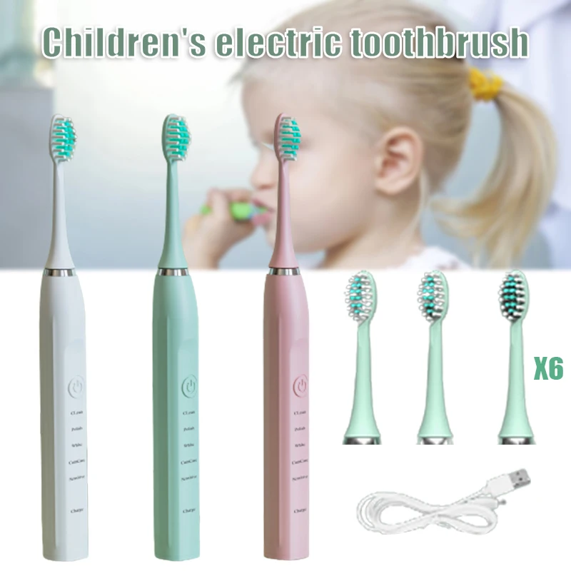 

Электрическая зубная щетка, мощная звуковая перезаряжаемая Водонепроницаемая зубная щетка для детей BUTT666