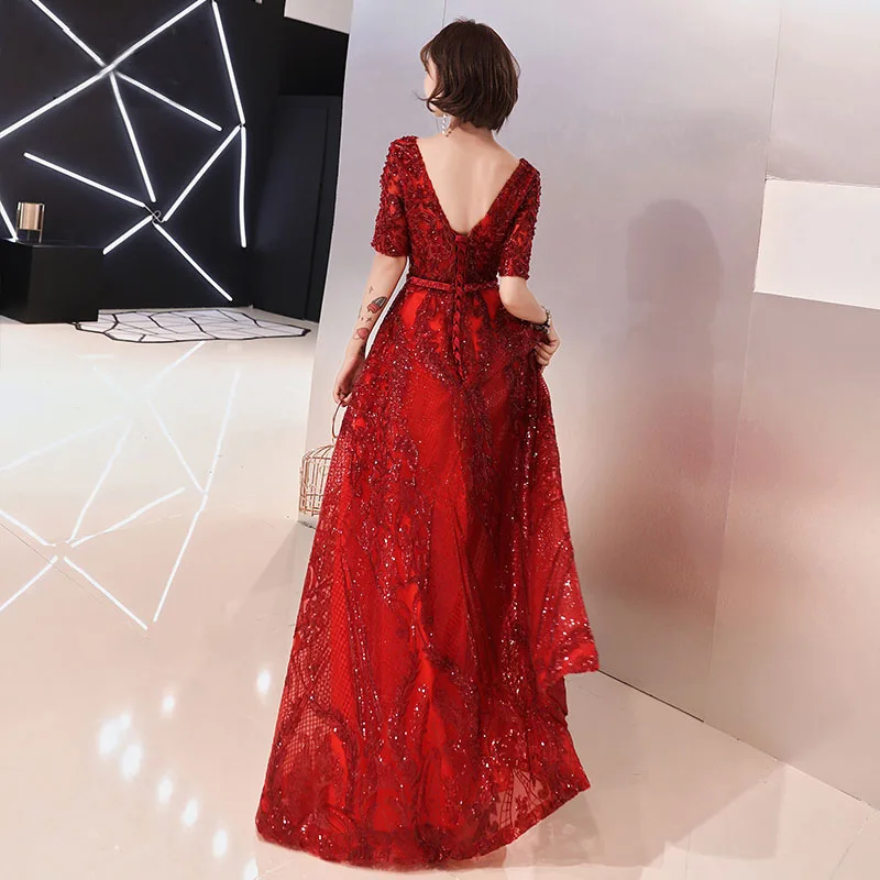 Элегантное Длинное официальное платье с рукавом до локтя сексуальное открытой