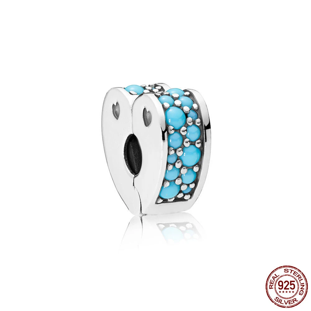 

Модные серебряные бусины 925 пробы голубые дуги любви клип талисманы подходят оригинальный Pandora Браслеты DIY ювелирные изделия для женщин