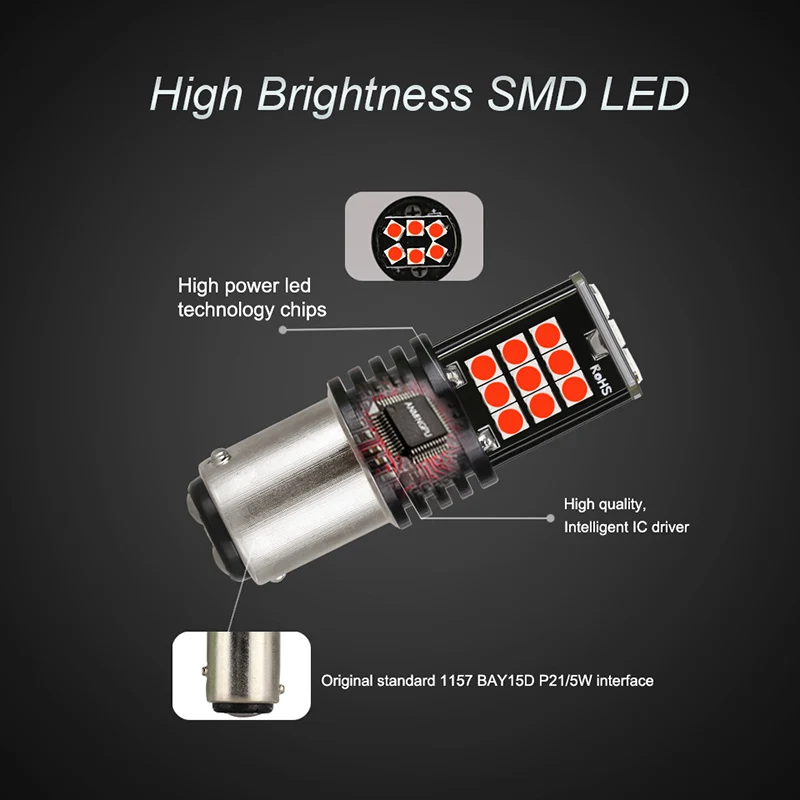 NLpearl 2x Signal Lamp P21w BA15s 1156 PY21w BAU15s Bulb 3030SMD Canbus 1157 Bay15d P21/5w LED Turn Brake Backup Light 12V image 2
