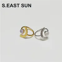 S.EAST SUN 925 Sterling Silver Moonlight opening adjustable ring, suitable for women's exquisite jewelry wedding party gifts