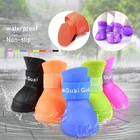 Непромокаемая обувь для собак, 4 шт.компл., SMLXL, нескользящая Водонепроницаемая Резиновая Обувь для собак, кошек, синийчерныйрозовый, всесезонные сапоги