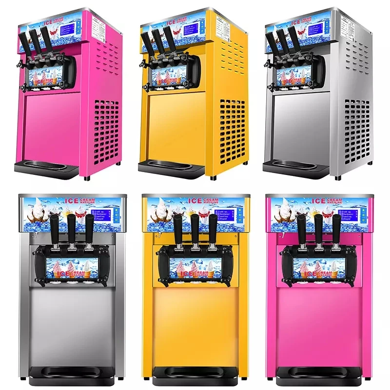 

220V 110V Soft Serve Ice Cream Machine Professional Commercial Electric Ice Cream Makers Desktop Sundae Ice Cream Rolls