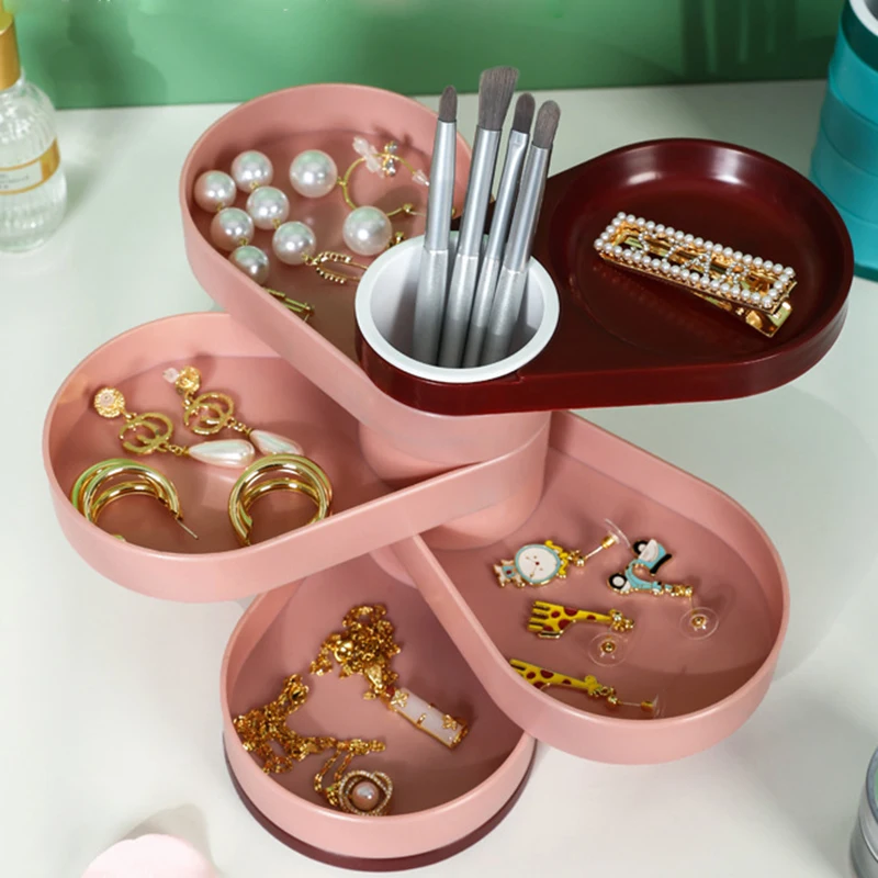 5 grid cosmetic rotating storage box desktop makeup brush tool multifunctional jewelry | Дом и сад