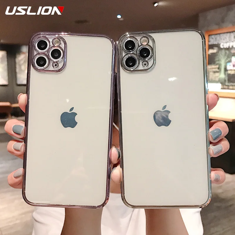 USLION новый квадратный мягкий чехол для iPhone 11 Pro Max X XS XR Xs прозрачный силиконовый из