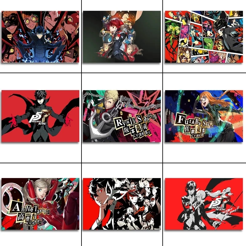 Картина на холсте Persona 5 Royale Постер с аниме персонажами современное настенное