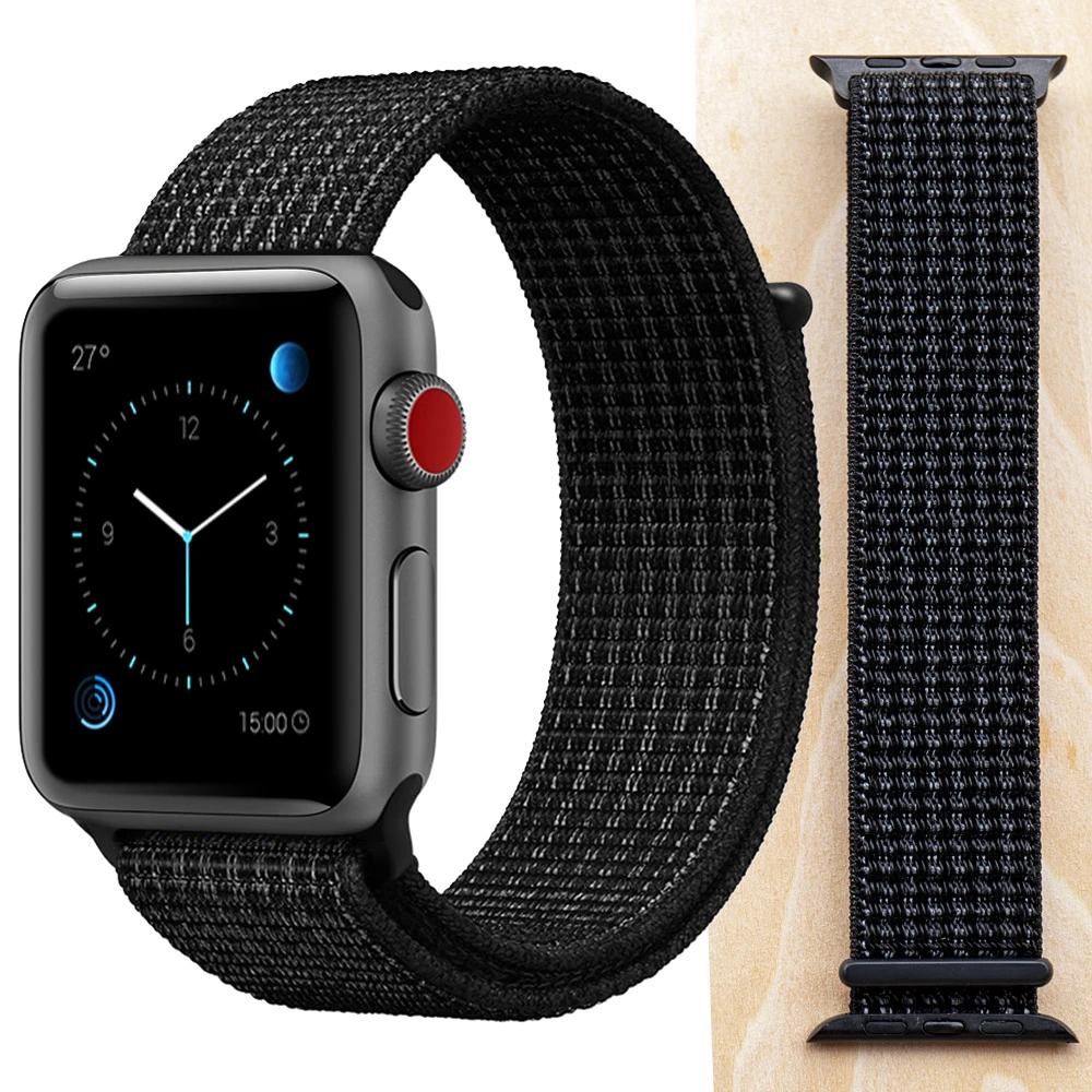 NK Black Новая высококачественная нейлоновая Спортивная петля для Apple Watch band Series 4 3 2 1 мягкий дышащий тканый ремешок 44 мм iwatch 42 мм 38 - Цвет ремешка: NK Black