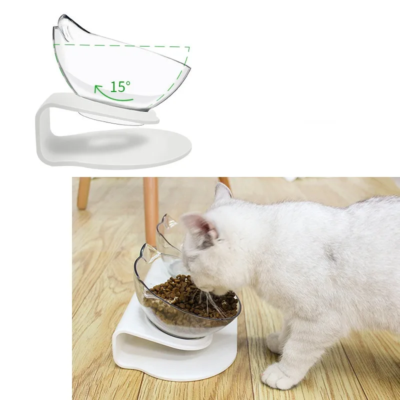 

Non-slip Oblique Mouth Neck Protection Cat Bowls With Raised Stand Pet Food And Water For Dogs Feeders Cat Bowl Pet Supplies