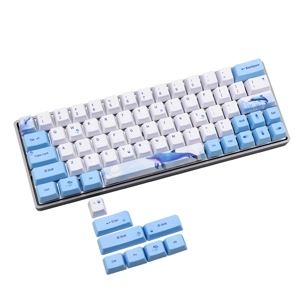 Колпачок для механической клавиатуры GH60 GK61 с изображением синего Кита 73 клавиши