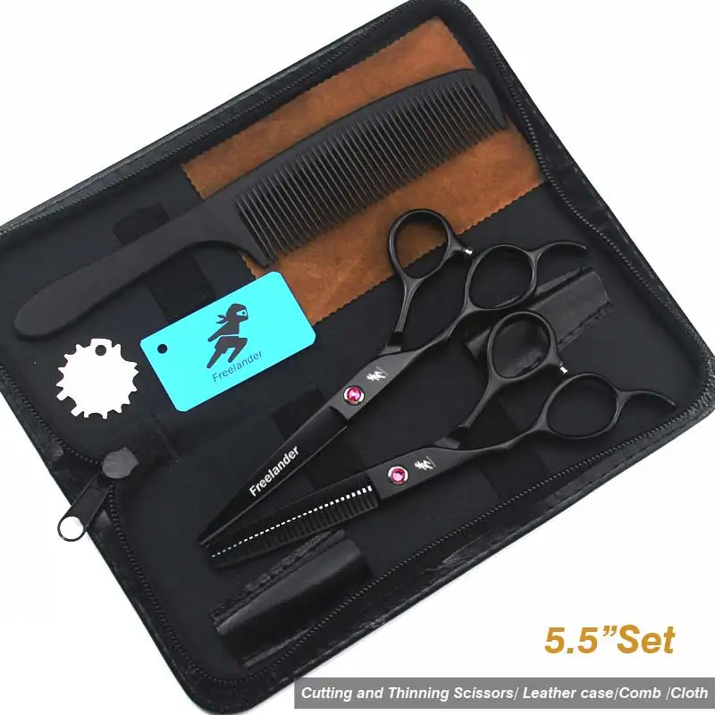 5.5Black Set1 5,5/6,0 дюймов серебряные японские ножницы для волос дешевые Парикмахерские ножницы Ножницы Парикмахерская бритва стрижка левосторонние ножницы - Цвет: 5.5Black Set1