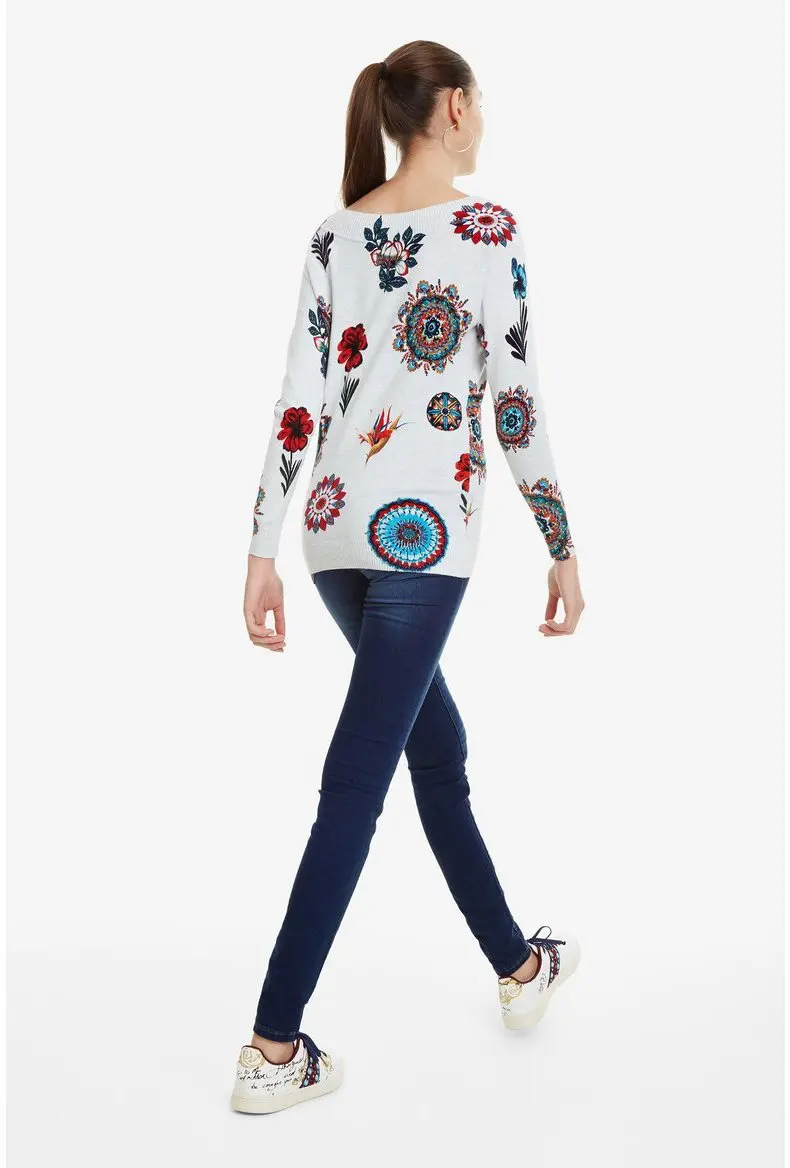 DESIGUAL/Новинка года; Испанский Стиль; эластичная трикотажная одежда с длинными рукавами и одним воротником; Джерси Один код XS-XL XXL