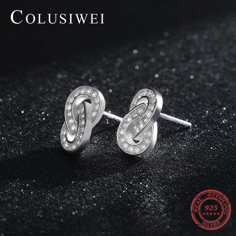 

Colusiwei Clear CZ Exquisite Water Drop Shape Interlock Stud Earrings for Women Wedding Engagement Jewelry for Brides Bridesmaid