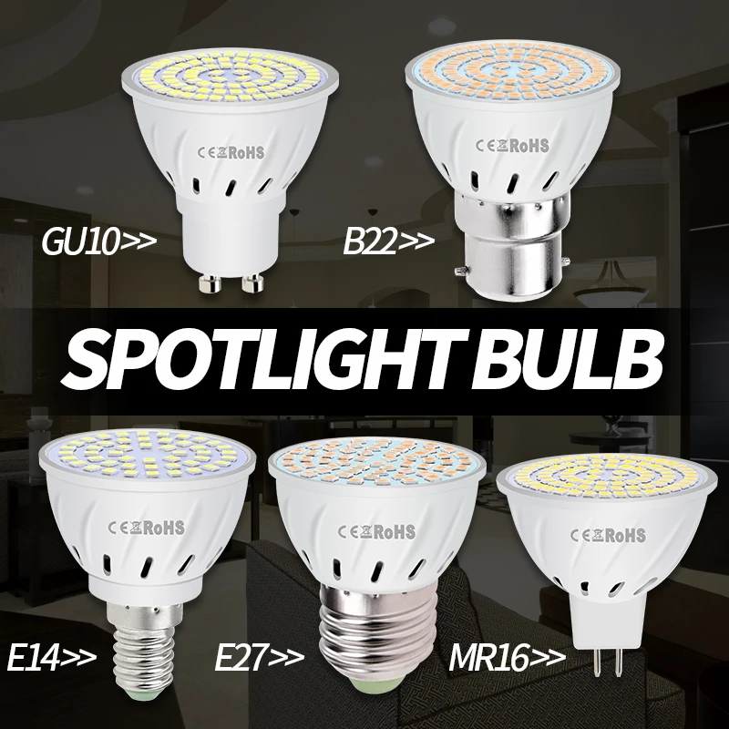 

BiaRiTi GU10 Bombillas 220V E27 LED Spotlight E14 Home Chandelier B22 Save Energy Lamp MR16 LED Light 2835 Chip Home Decor Bulb