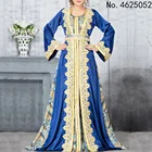 Марокканское Caftan Дубай, Турция мусульманское платье женская синяя абайя элегантная женская мусульманская одежда Jelaba 2021 Eid Mubarak Djellaba Femme