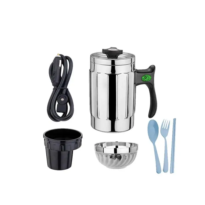 

Car Heating Kettle Cup 304 Stainless Steel Heating Water Cup Electric Rice Cooker Electric Kettle(600ml 12V )