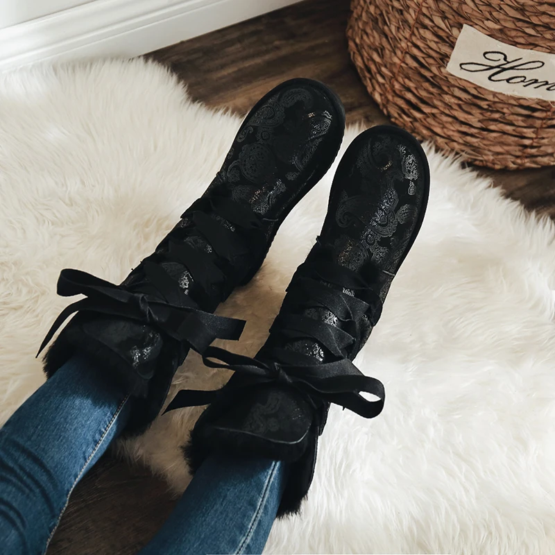 Хит продаж модные женские сапоги на натуральном меху зимние из натуральной