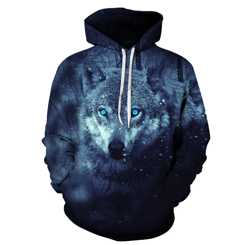 Новая модная толстовка с 3D принтом волка Мужская в стиле хип хоп забавная