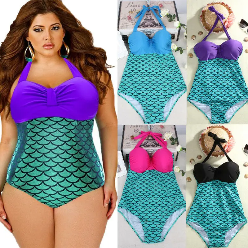 Большой размер женский купальник русалки пляжная одежда бикини бюстгальтер с