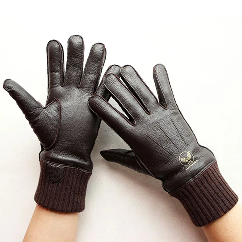 Перчатки мужские из оленьей кожи, с шерстяной подкладкой, зимние, теплые, для вождения автомобиля от AliExpress RU&CIS NEW