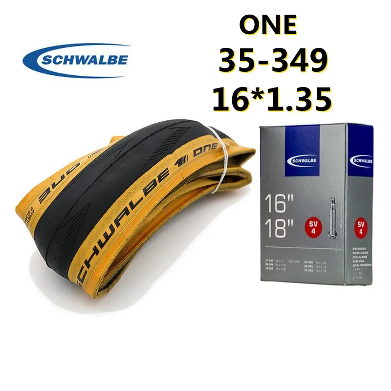 

SCHWALBE ONE KOJAK Bicycle 1 3/8 349 Tire for Brompton 3SIXTY PIKES Gust Folding Bike Tyre for 16 Wheel Set Yellow