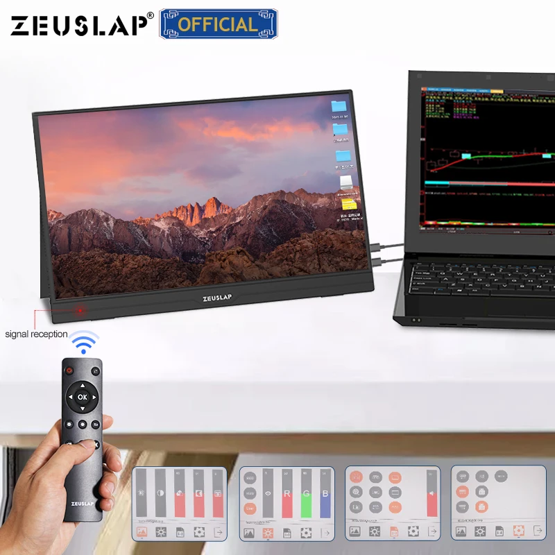 구매 Zeuslap-15.6 인치 1080p, 터치 기능, 4K 초박형 USB C HDMI IPS 화면, 휴대용 게임 모니터, 스위치 PS4 Xbox 시리즈 X