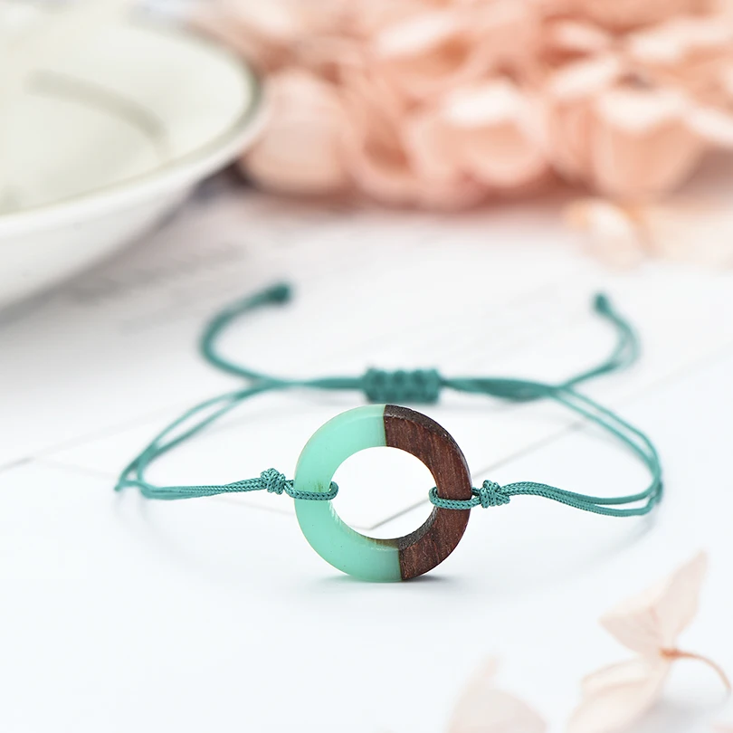 Панк стиль деревянные круглые шармы браслеты для женщин мужчин подарки