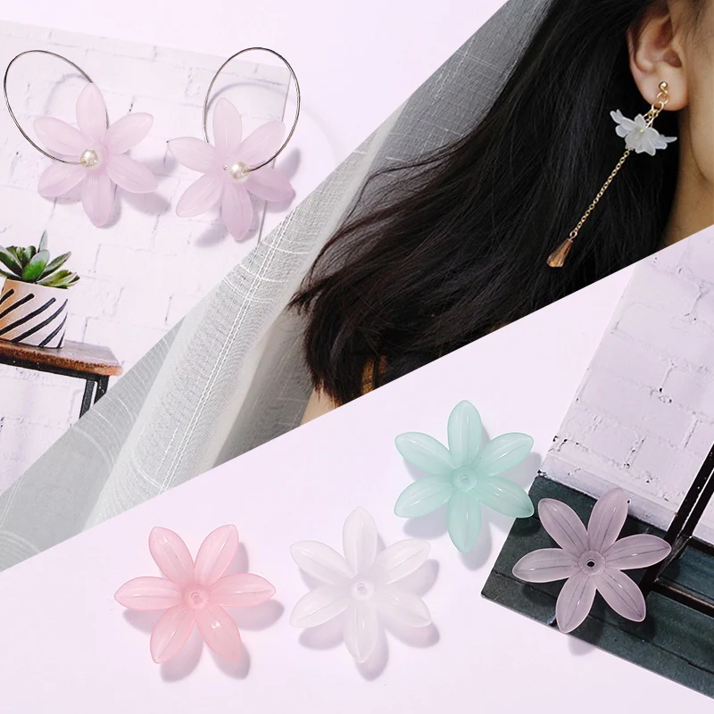 Fresh frosted transparent large flower petals DIY handmade earrings accessories jewelry finding components material 40pcs | Украшения и