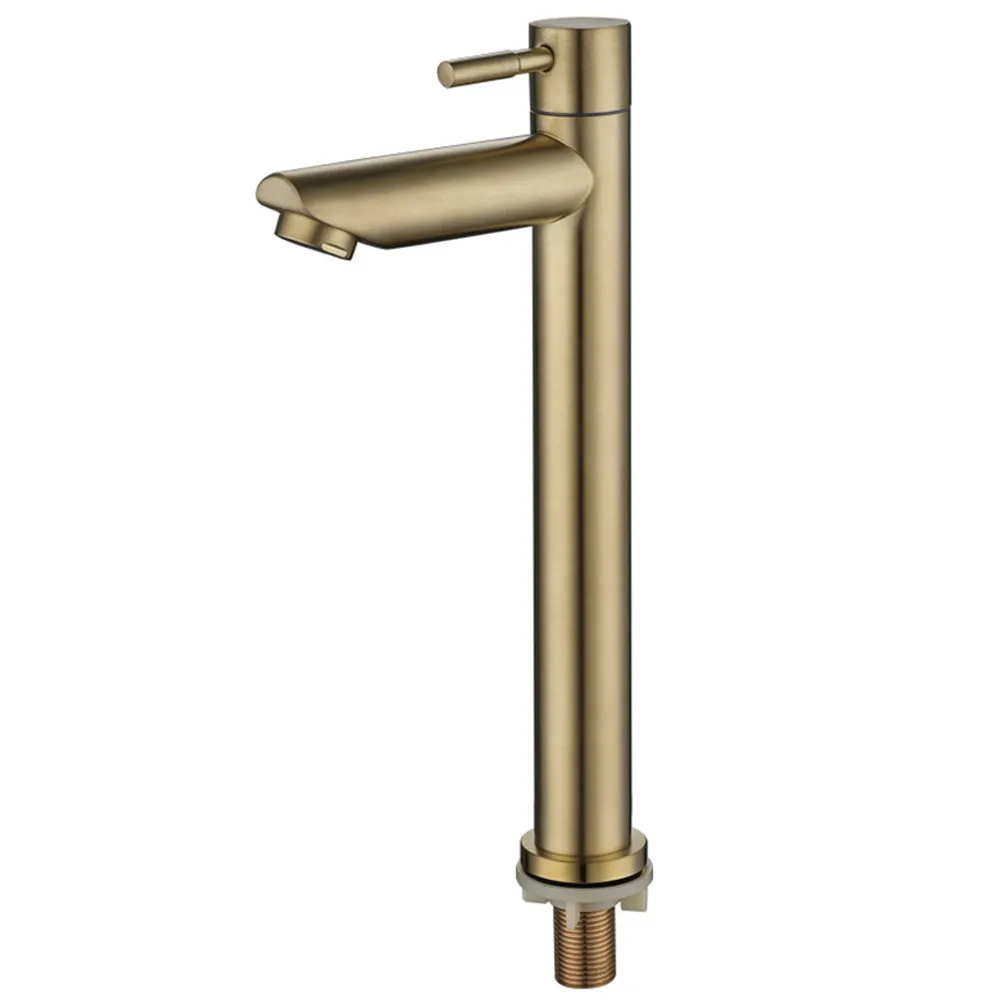 

Brushed Gold Bathroom Basin Single Hole Cold Handle Shower Head Sink Basin Faucets Bath Bathroom Accessories