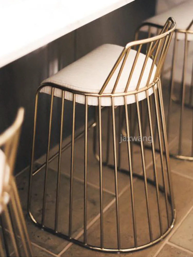 

Nordic Bar Stool Bar Chair Creative Coffee Dining Chair Gold High Stool Customized Living Room Chair Wrought Iron Soft Cushion