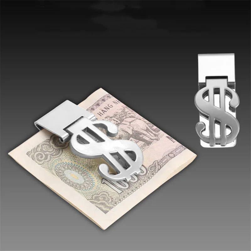 

2019 New Men Metal Money Clip Stainless Steel Dollar Pattern Wallet Clip Name Card Clips Cash ID Credit Card Clips Wallet Purse
