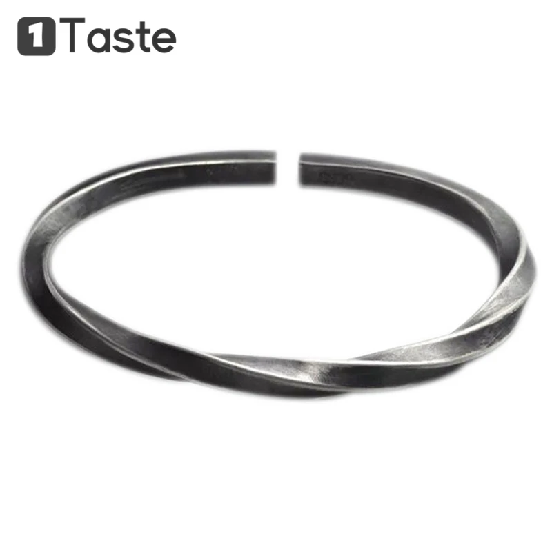 ONE TASTE 999 Стерлинговое серебро тайский мужской браслет ручной работы Винтажное