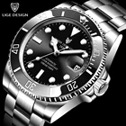 Часы наручные LIGE Мужские механические, дизайнерские классические модные Роскошные автоматические, с керамическим ремешком, высокоминеральное стекло, 40 мм, Водонепроницаемость 100 м