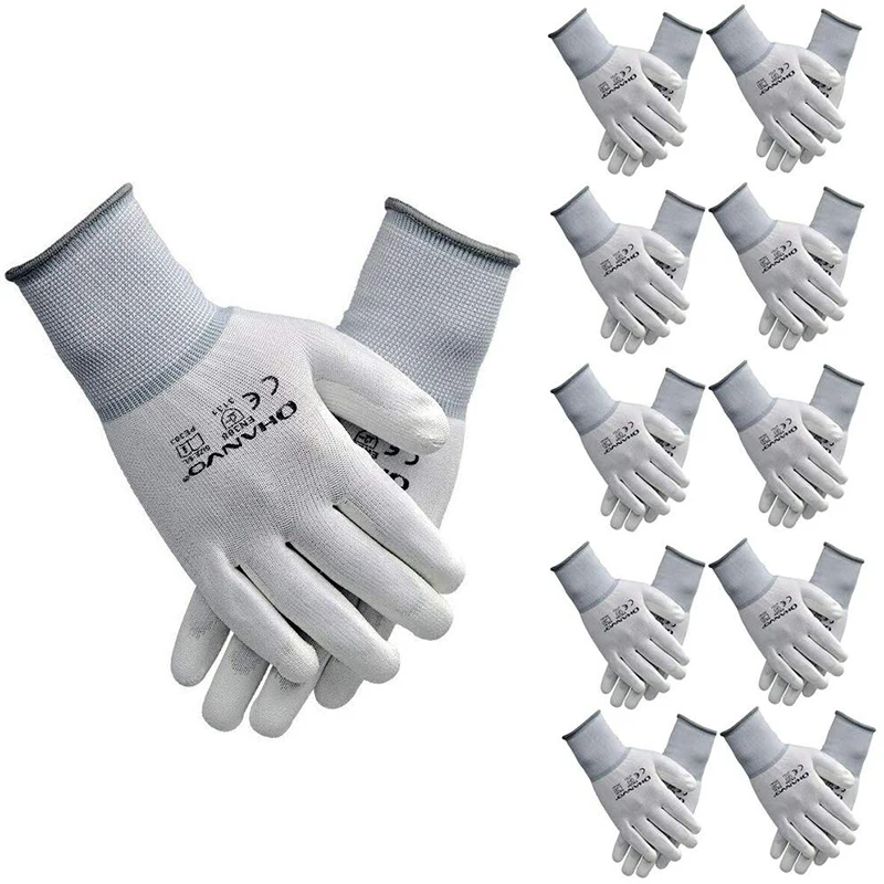 

2022 10 Pairs PU Nitrile Safety Coating Work Gloves Palm Coated Gloves Mechanic Working Gloves have CE Certificated EN388