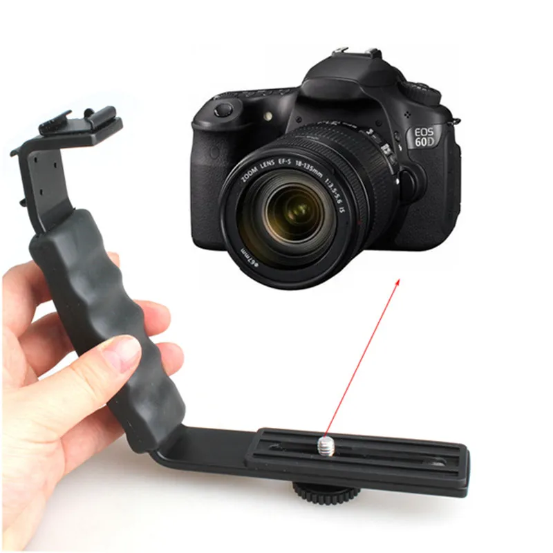 Universal Microphone Stand L Bracket Camera Grip With 2 Hot Shoe Mounts For Zhiyun Smooth Q/3/Dji Osmo/Rode Videomicro |