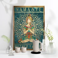 yoga blue green namaste poster mother retro nordic style meditation wall art pictures yoga gym home living room decoration gift