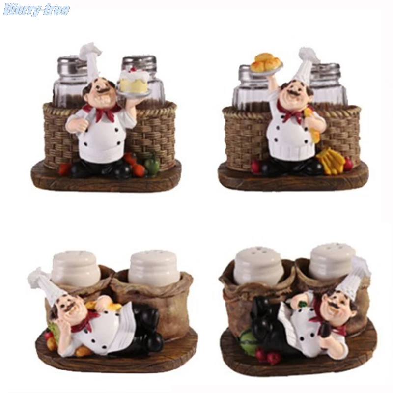 Милая Статуэтка шеф-повара подставка для соли и перца кухонные украшения