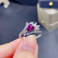 fine natural garnet ring real 925 sterling silver fashion superflash wedding jewelry for women