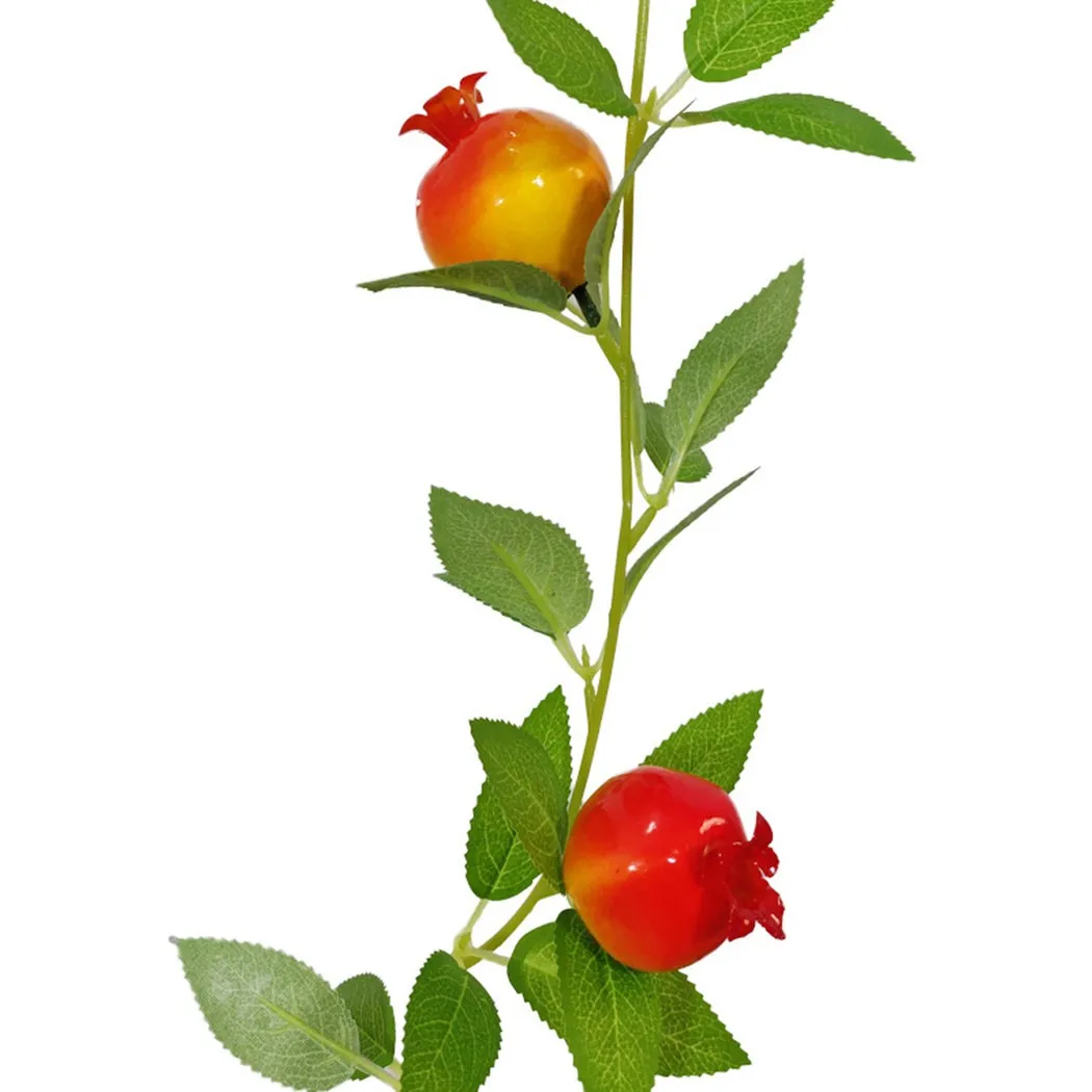 

Red Pomegranate Cane Winding 1.78m Cane Cherry Decorative Leaf Plastic