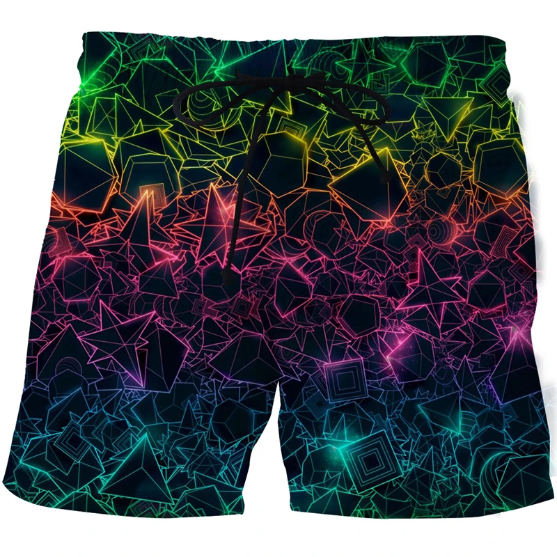 

New Summer 3D Men's Shorts Geometric Pattern Swimming Trunks Men's Fun Sports Leisure Beach Pants Fashion Hot Men's Swimsuit Pan